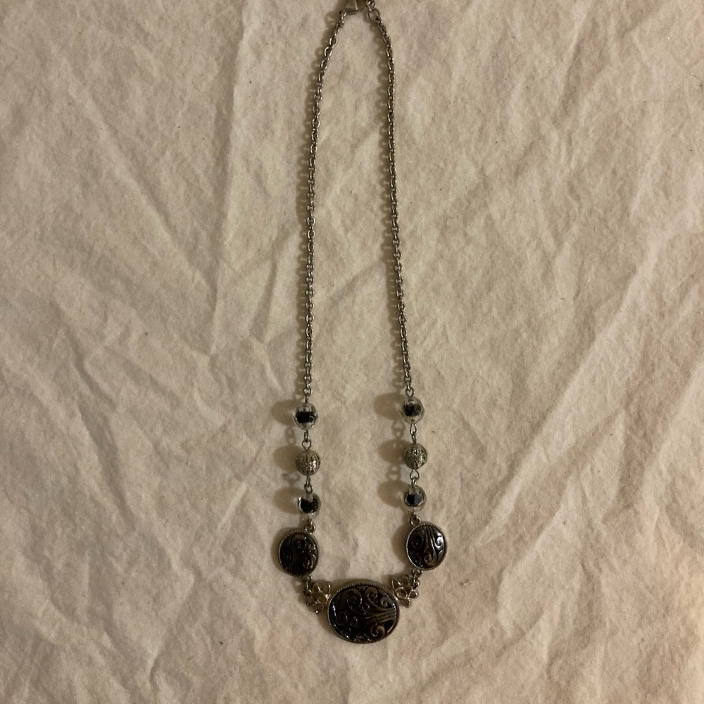 Elegant Silver and Black Pendant Necklace